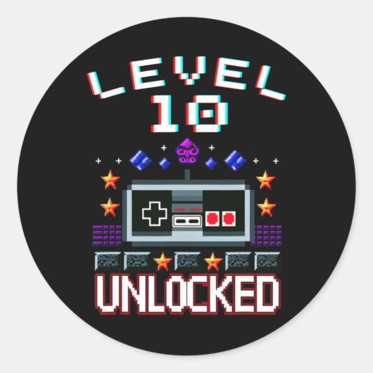 誕生日ボーイレベル10ロック解除されたおもしろいビデオゲームGa ラウンドシール (正面)