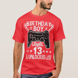 誕生日ボーイレベル13ロック解除13番目の誕生日ビデオ Tシャツ