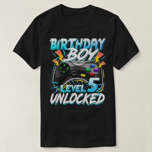 誕生日ボーイレベル5ロック解除ビデオゲーム誕生日 Tシャツ (デザイン正面)