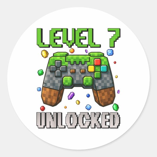 誕生日ボーイレベル7ロック解除7誕生日ゲームPi ラウンドシール (正面)