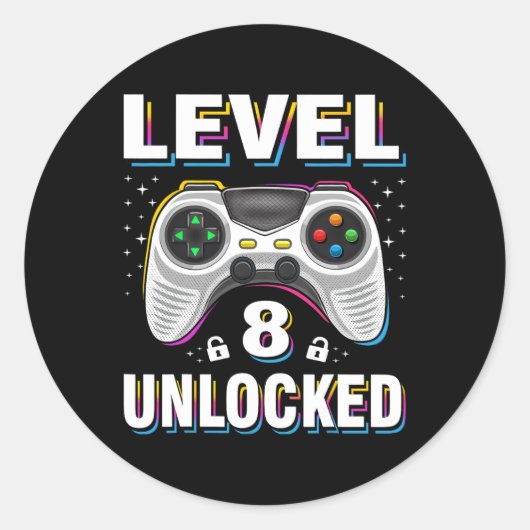 誕生日ボーイレベル8アンロックビデオゲーマー8年 ラウンドシール (正面)