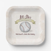 誕生日ボーイヴィンテージ野球 ペーパープレート (正面)