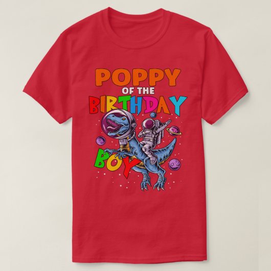 誕生日ボーイ宇宙飛行士Diに乗ってRawr Poppy Tシャツ (デザイン正面)