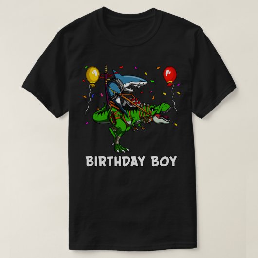 誕生日ボーイ忍者乗馬恐竜 Tシャツ (デザイン正面)