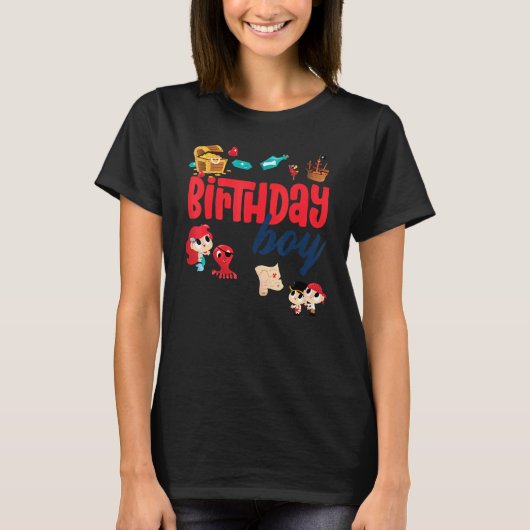 誕生日ボーイ海賊誕生日パーティーテーマ海1 Tシャツ (正面)
