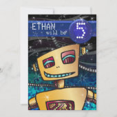 誕生日ボーイ漫画ブックヒーロー宇宙サイエンスフィクション 招待状 (正面)