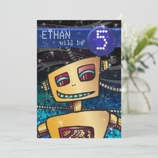 誕生日ボーイ漫画ブックヒーロー宇宙サイエンスフィクション 招待状 (スタンド正面)