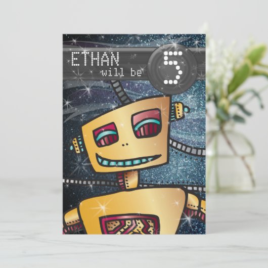 誕生日ボーイ漫画ブックヒーロー宇宙サイエンスフィクション 招待状 (スタンド正面)