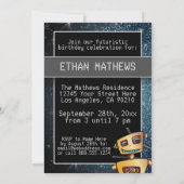 誕生日ボーイ漫画ブックヒーロー宇宙サイエンスフィクション 招待状 (裏面)