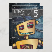 誕生日ボーイ漫画ブックヒーロー宇宙サイエンスフィクション 招待状 (正面/裏面)