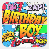 誕生日ボーイ漫画本 スクエアシール (正面)