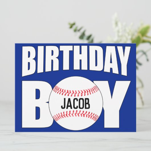 誕生日ボーイ野球選手パーティー名前をカスタムする カード (スタンド正面)