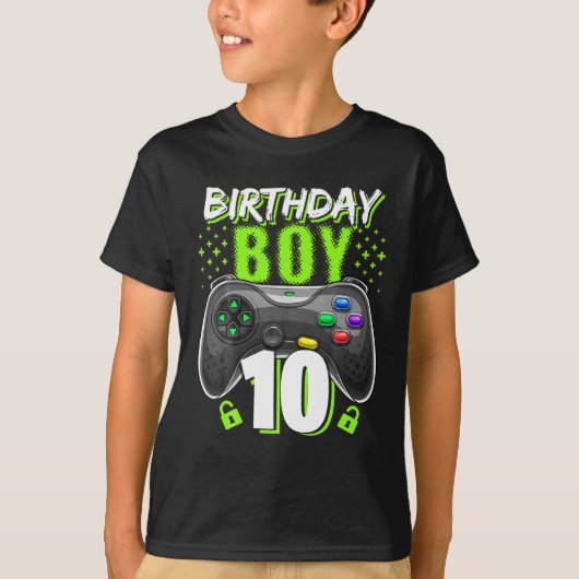 誕生日ボーイ10ビデオゲーム制御ゲーマー10th tシャツ (正面)