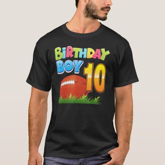 誕生日ボーイ10歳10誕生日サッカーP Tシャツ (正面)