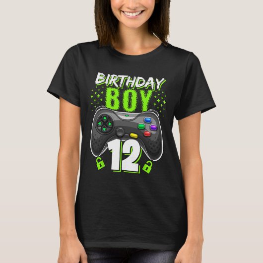 誕生日ボーイ12ビデオゲーム制御ゲーマー12th B Tシャツ (正面)