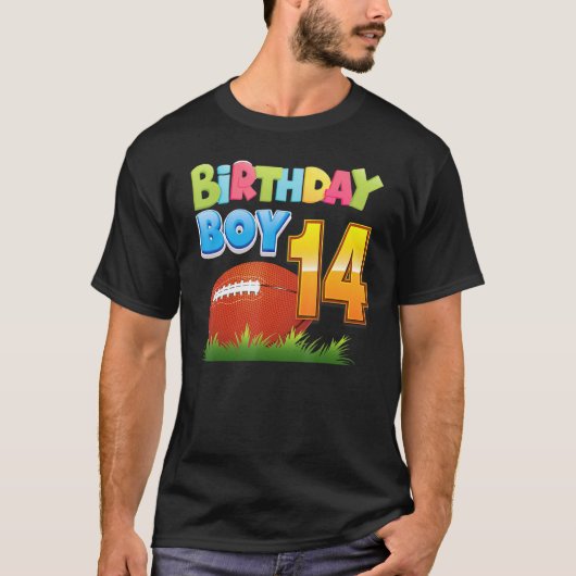 誕生日ボーイ14歳14誕生日サッカーP Tシャツ (正面)