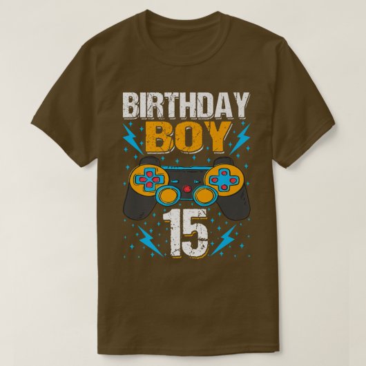 誕生日ボーイ15ビデオゲーム制御ゲーマー15th B Tシャツ (デザイン正面)