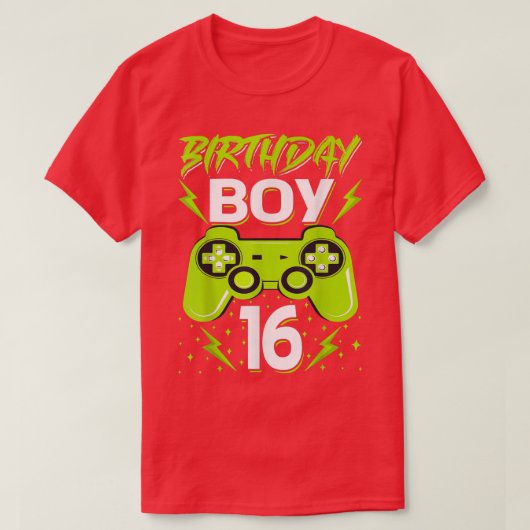 誕生日ボーイ16ビデオゲーム制御ゲーマー16th B Tシャツ (デザイン正面)