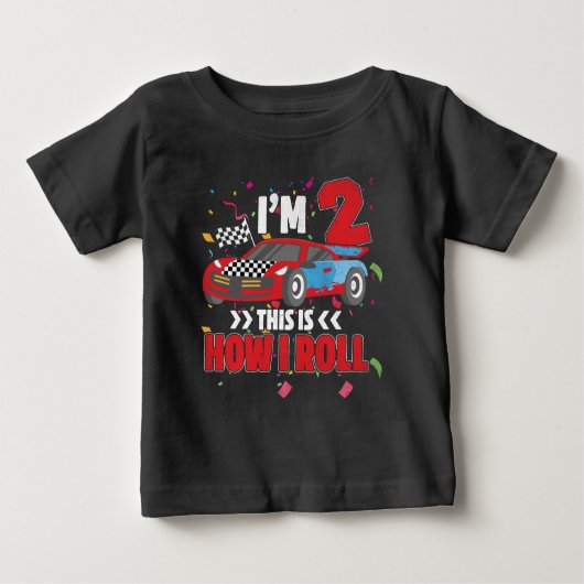 誕生日ボーイ2 2レースカー2ndバースデー幼児 ベビーTシャツ (正面)