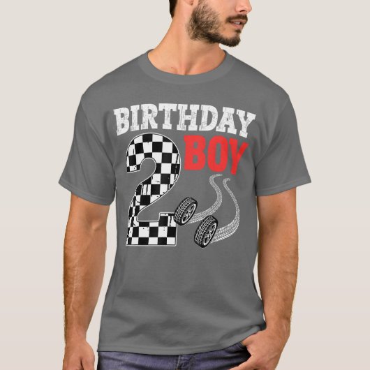 誕生日ボーイ2ndバースデーレース旗2日レース tシャツ (正面)