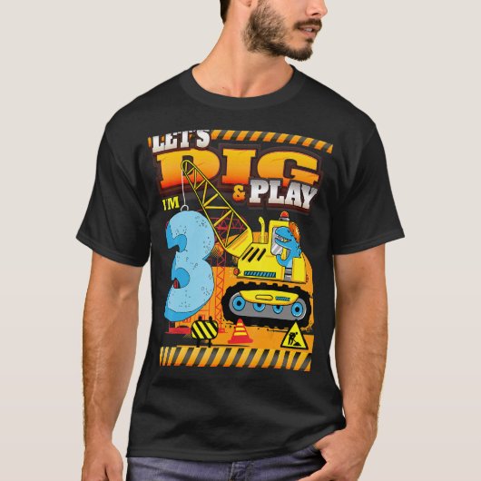 誕生日ボーイ3建築3rd誕生日ショベル tシャツ (正面)