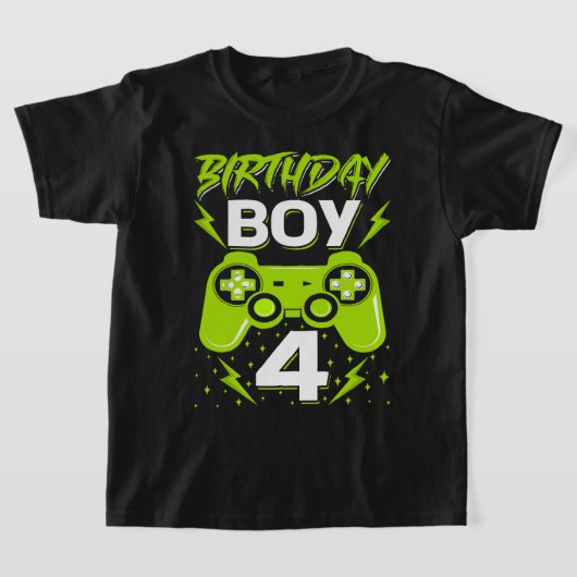 誕生日ボーイ4ビデオゲームコントローラゲーマー4th Bir Tシャツ (レイダウン)