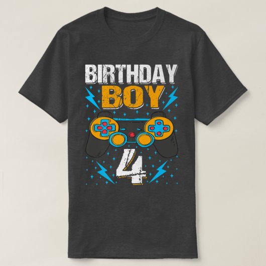 誕生日ボーイ4ビデオゲームコントローラゲーマー4th Bir Tシャツ (デザイン正面)