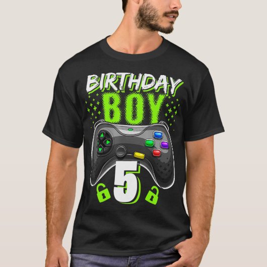 誕生日ボーイ5ビデオゲームコントローラゲーマー5th Bir Tシャツ (正面)