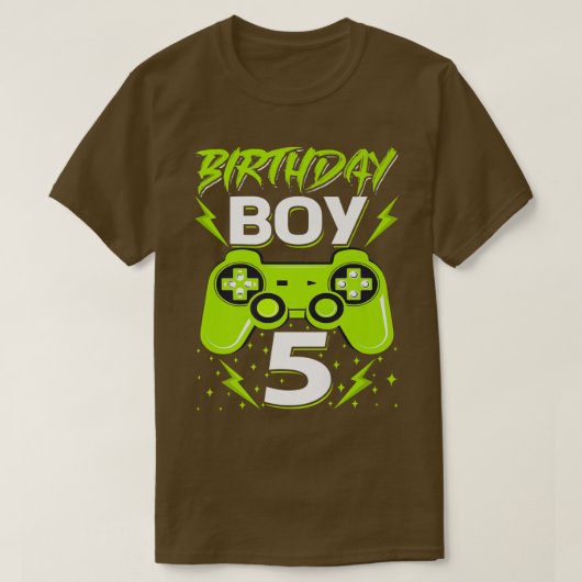 誕生日ボーイ5ビデオゲームコントローラゲーマー5th Bir Tシャツ (デザイン正面)