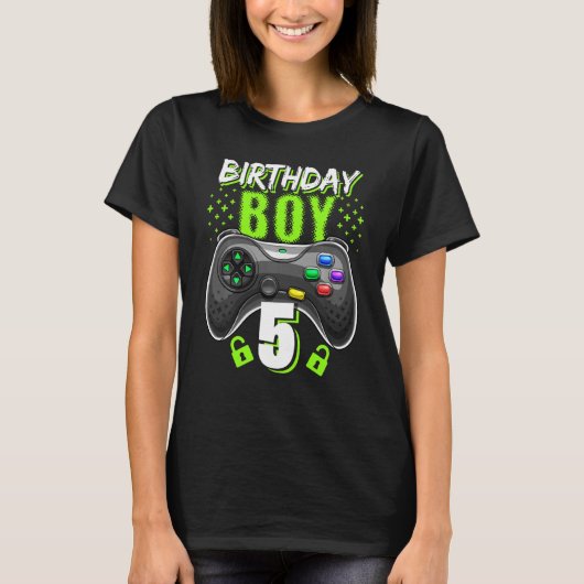 誕生日ボーイ5ビデオゲームコントローラゲーマー5th Bir Tシャツ (正面)