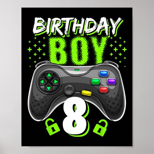 誕生日ボーイ8ビデオゲームコントローラゲーマー8th Bir ポスター (正面)