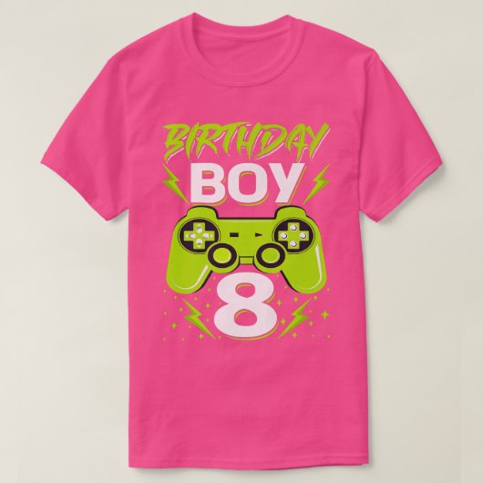 誕生日ボーイ8ビデオゲームコントローラゲーマー8th Bir Tシャツ (デザイン正面)