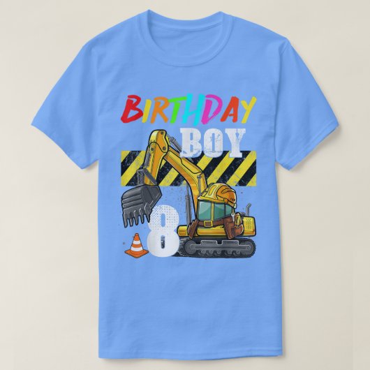 誕生日ボーイ8th掘削機8年旧構造 tシャツ (デザイン正面)