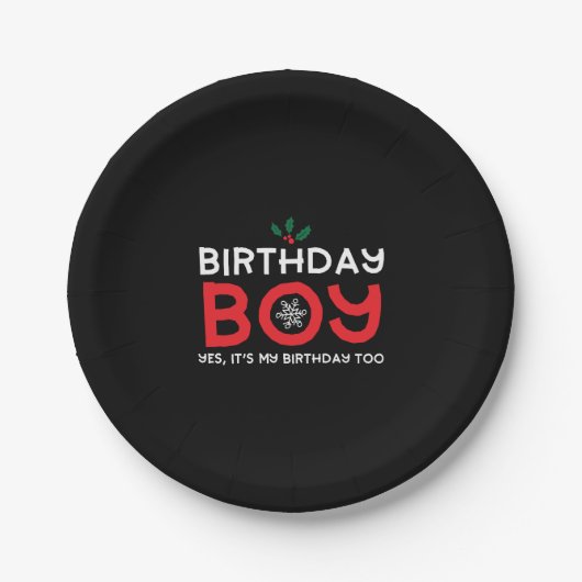 誕生日ボーイ – クリスマス誕生日 ペーパープレート (正面)