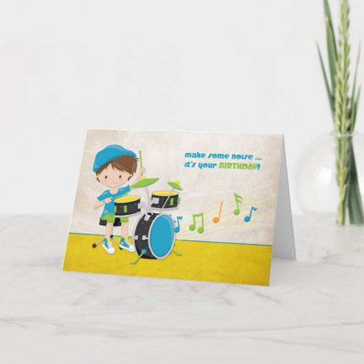誕生日ボーイ、ドラマー、音楽 カード (正面)