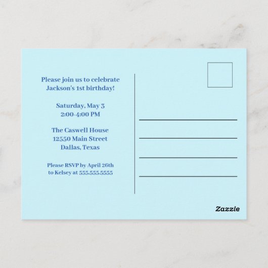 誕生日ボーイ フォトカスタム こどものパーティー招待状 ポストカード (裏面)