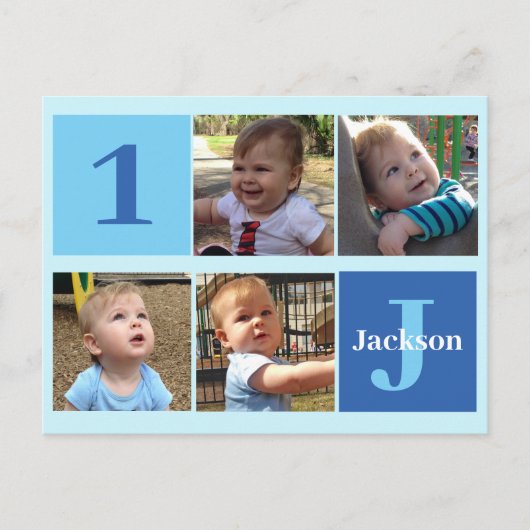 誕生日ボーイ フォトカスタム こどものパーティー招待状 ポストカード (正面)