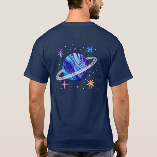 誕生日ボーイ・ロケット&宇宙飛行士宇宙のパパ Tシャツ (裏面)