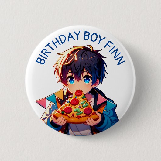 誕生日ボーイ | Anime Boy's Pizzaパーティー 缶バッジ (正面)