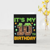 誕生日ボーイIts私の10誕生日ゲーマーピクセル番号 カード (黄色い花)
