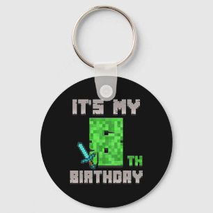 誕生日ボーイTシャツ 8歳の誕生日おめでとう ゲーマー ピクセル キーホルダー