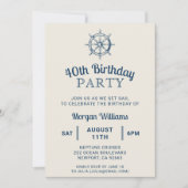 誕生日ボートパーティー任意の年齢の船舶の車輪航海の 招待状 (正面)