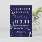 誕生日ボーリンググローナイトパーティの招待状 招待状 (スタンド正面)