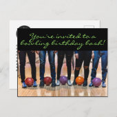 誕生日ボーリングパーティー葉書招待状 インビテーションポストカード (正面/裏面)
