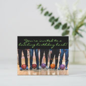 誕生日ボーリングパーティー葉書招待状 インビテーションポストカード (スタンド正面)