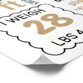 誕生日ポスターバナーマイルストーン白黒金ゴールド ポスター (角)