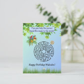 誕生日ポストカードのオウムと種の迷路 ポストカード (スタンド正面)