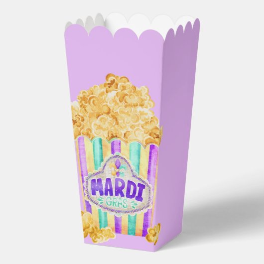誕生日ポップコーンボックスウォーターカラーマルディグラスパープル フェイバーボックス (正面)