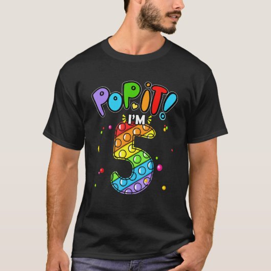 誕生日ポップ・アートのキッズ私は5歳5誕生日 Tシャツ (正面)