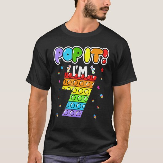 誕生日ポップ・アートのキッズ私7歳7誕生日 Tシャツ (正面)